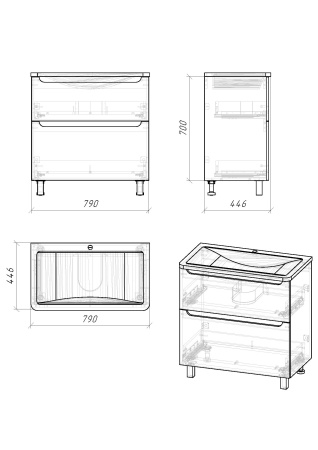 Тумба под раковину в ванной напольная Grossman АДЕЛЬ-80 см, белая